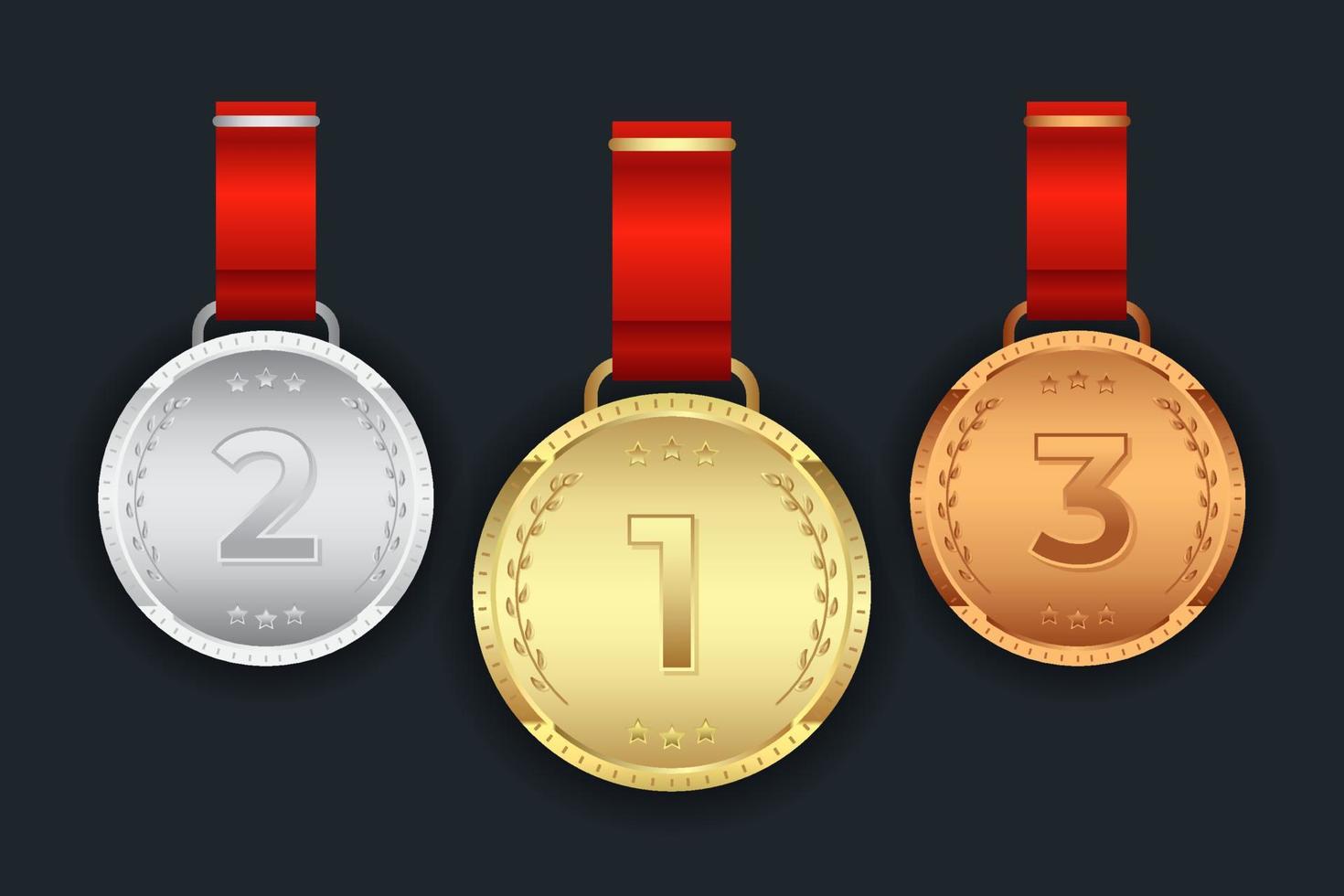 set of first second third gold silver bronze medal vector