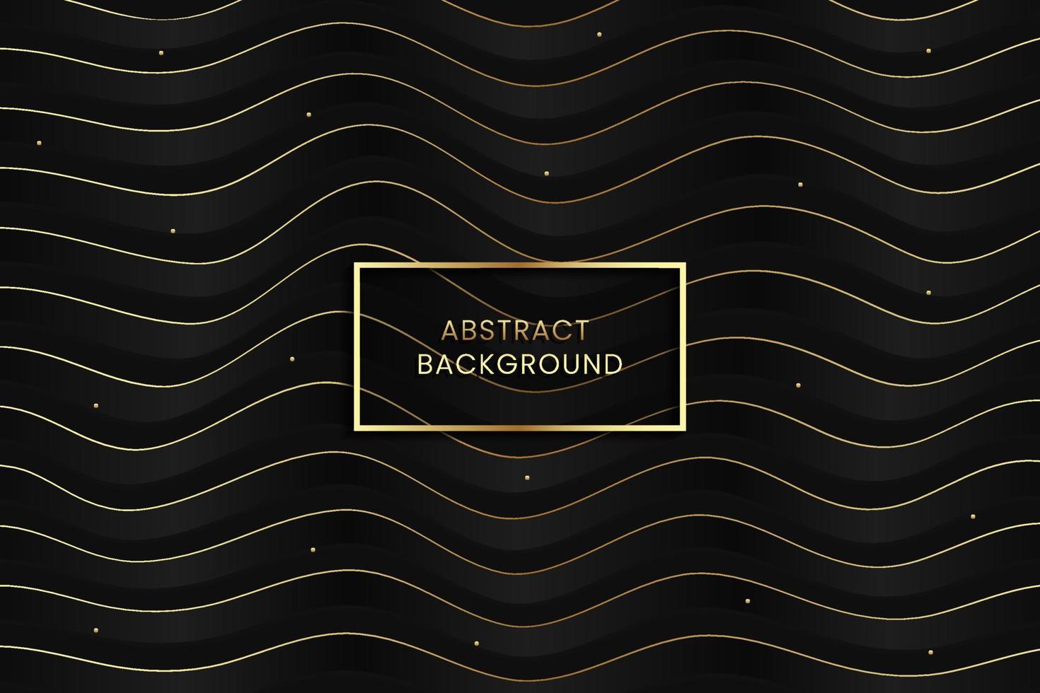 Warped waving lines black gold background Vector