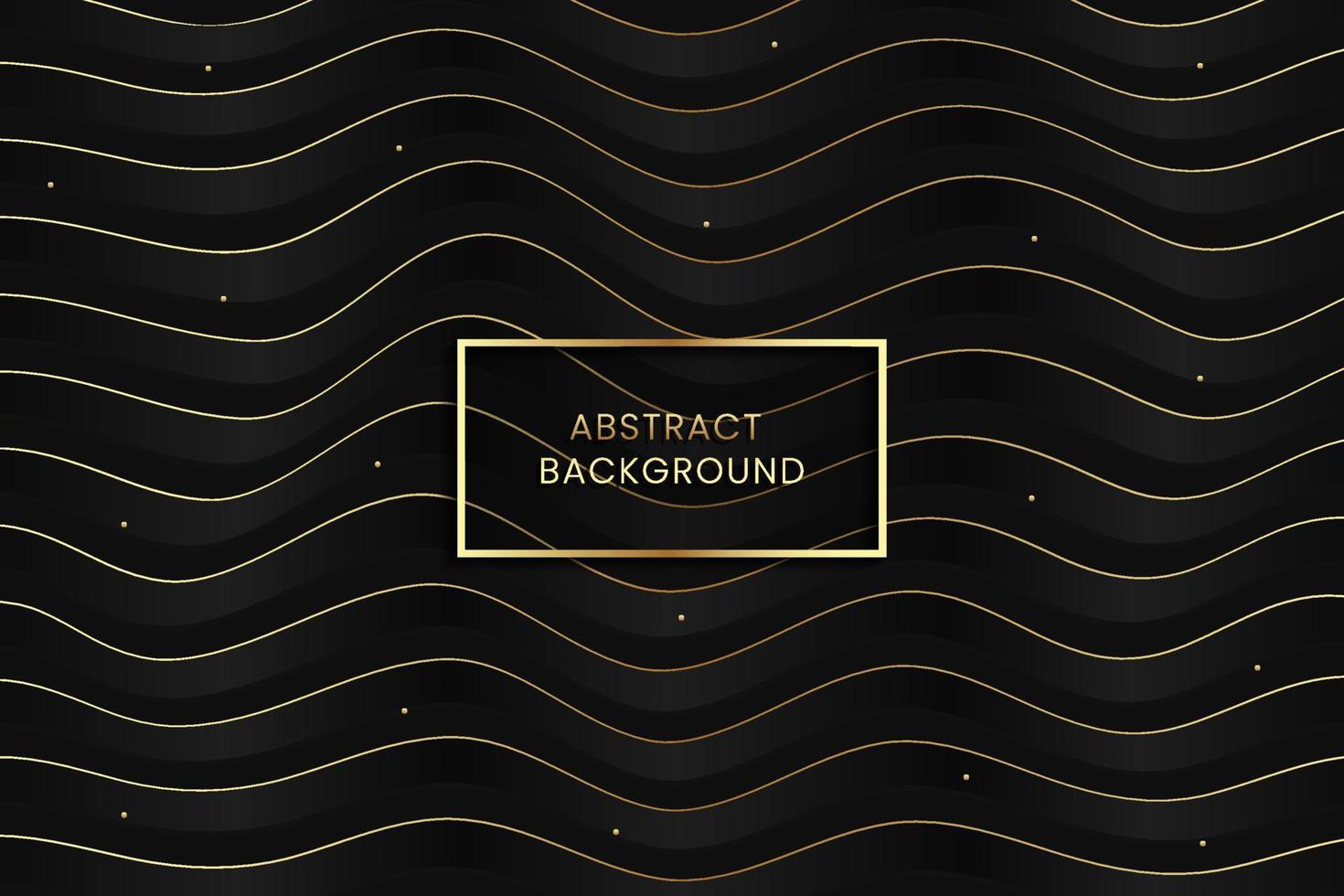 Warped waving lines black gold background Vector