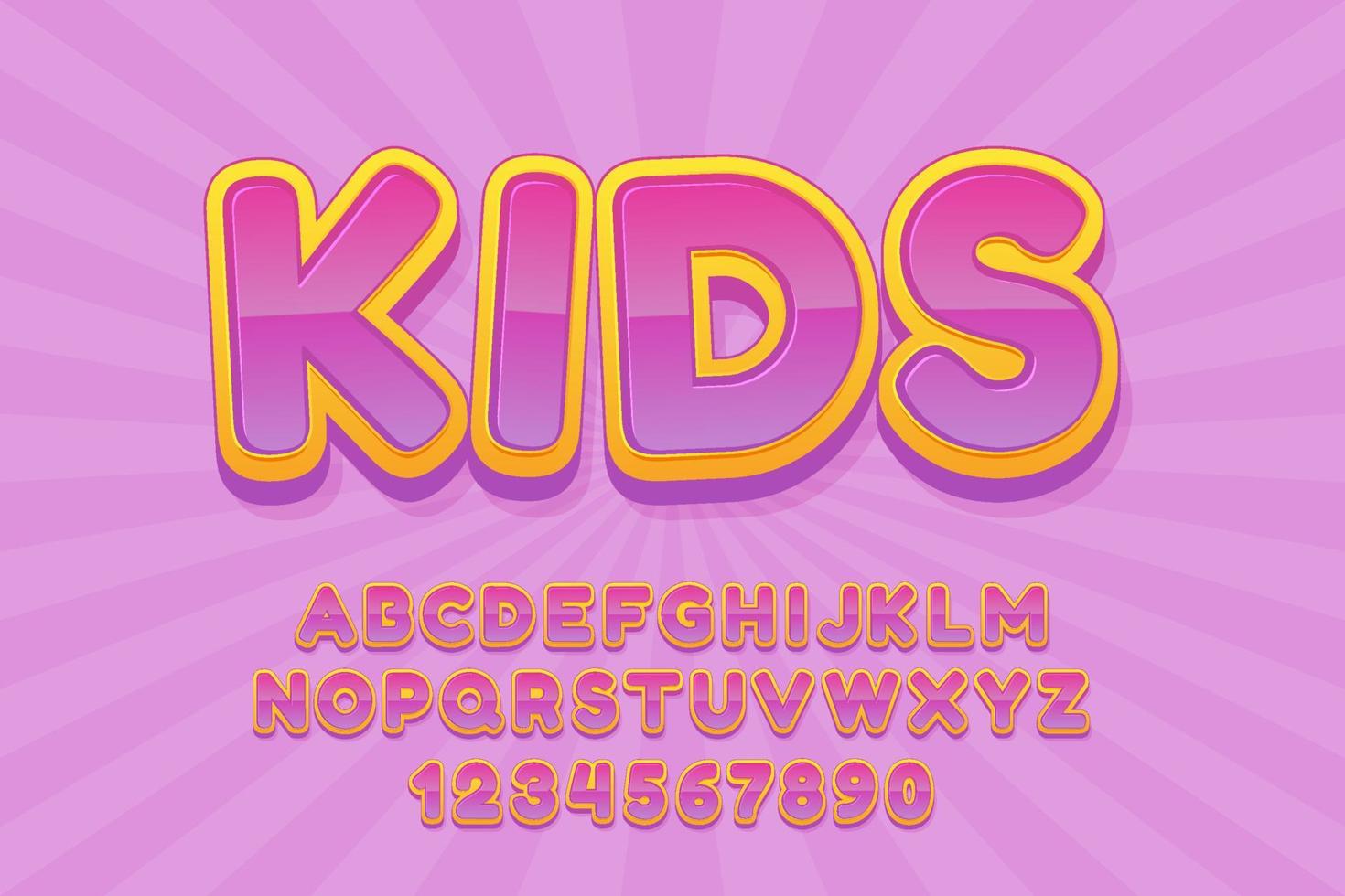 fuente de texto decorativa para niños y vector alfabético