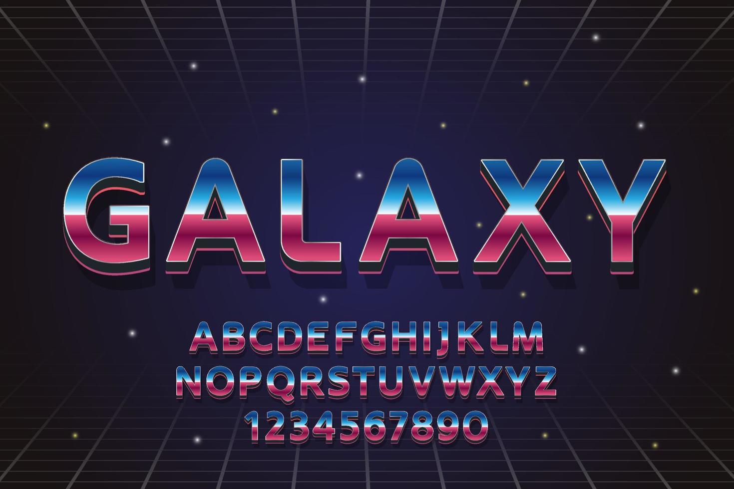 decorative galaxy Font and Alphabet vector