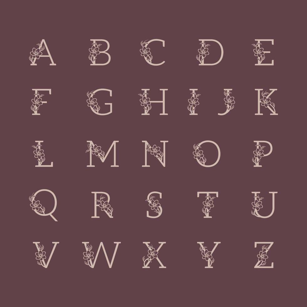 Decorative luxury wedding logo alphabet set vector
