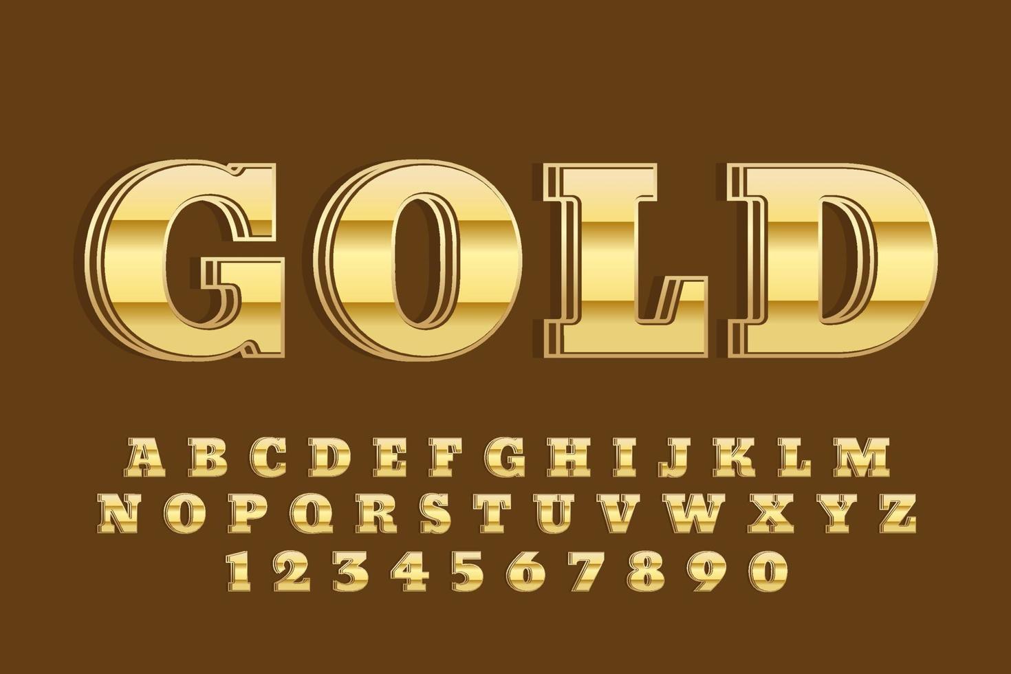 fuente dorada decorativa y vector alfabético