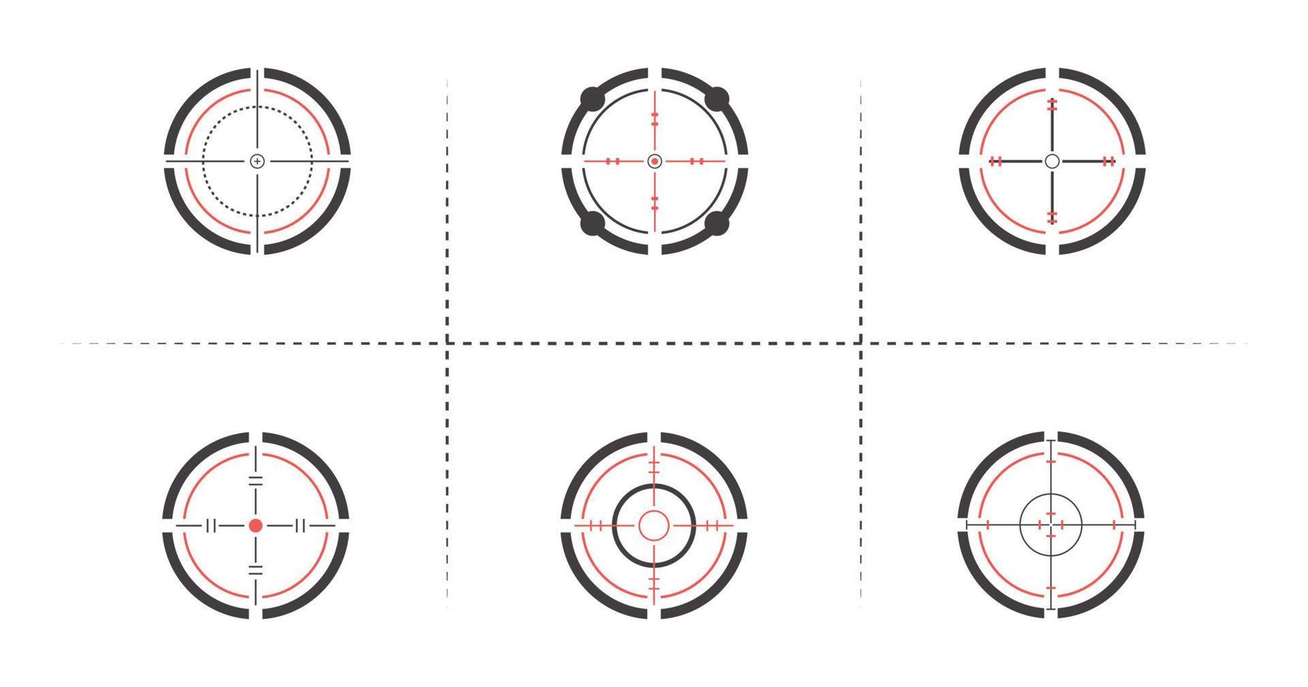 Set of target and aim, targeting and aiming. Creative vector illustration of crosshairs icon set isolated on white background.