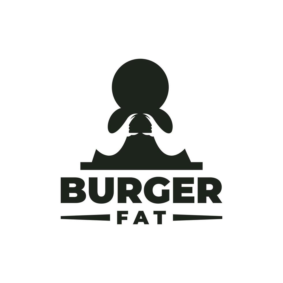 illustration of a fat man holding a burger, for burger restaurant logo. vector