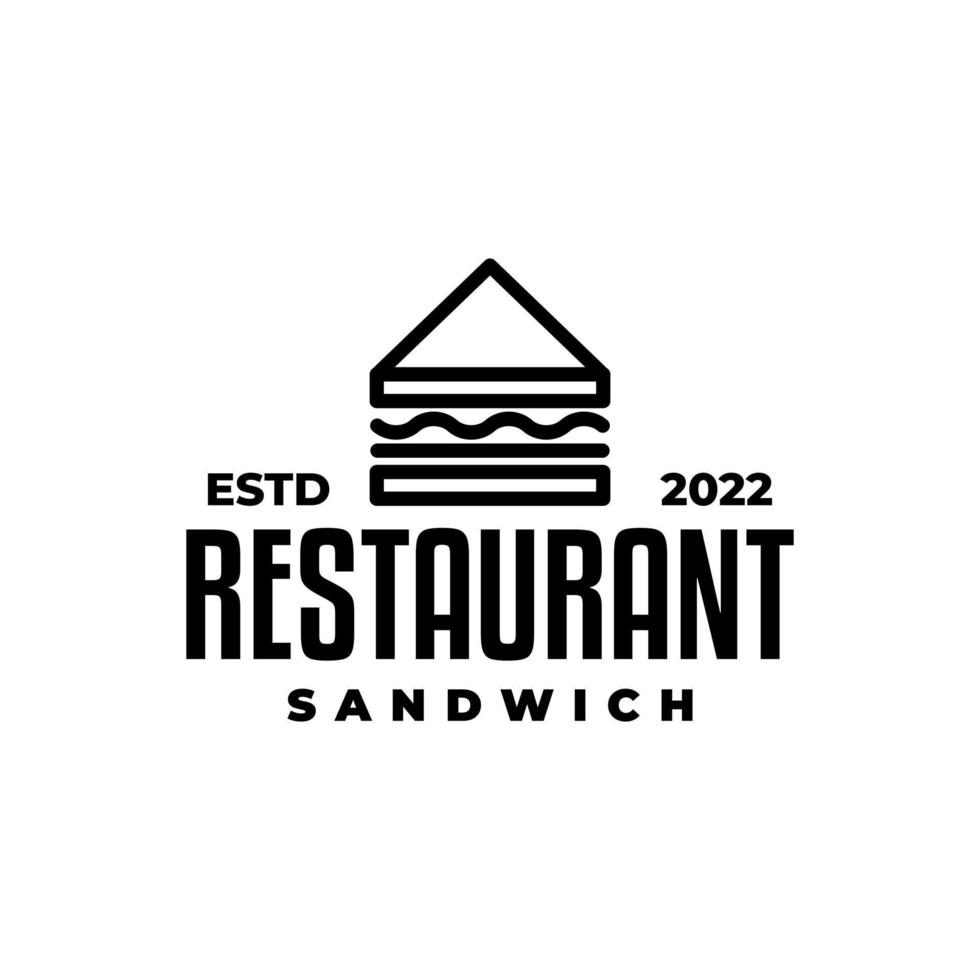 logotipo de restaurante sándwich con estilo monoline. vector