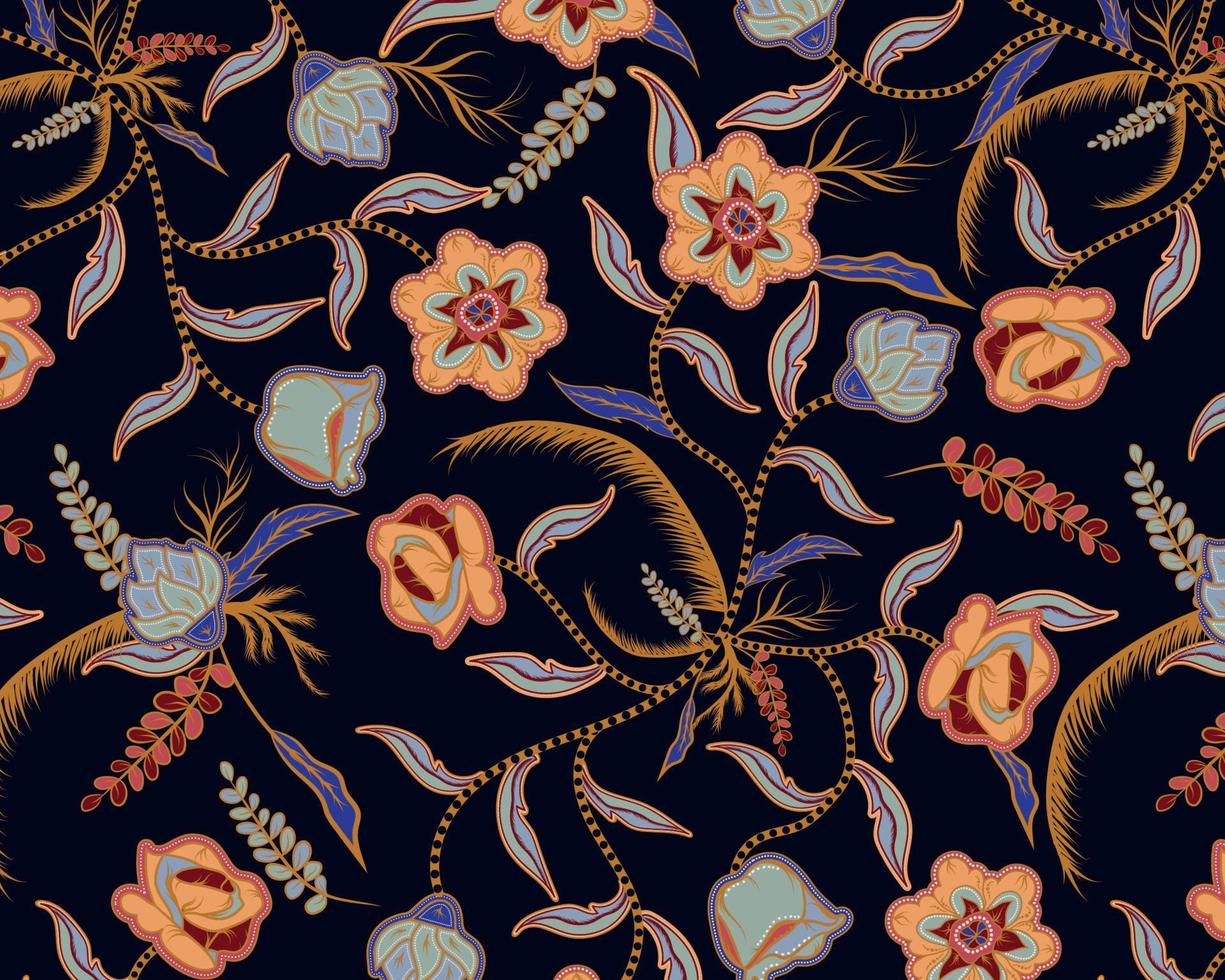 seamless pattern hand drawn traditional batik. pattern for textile fabric vector