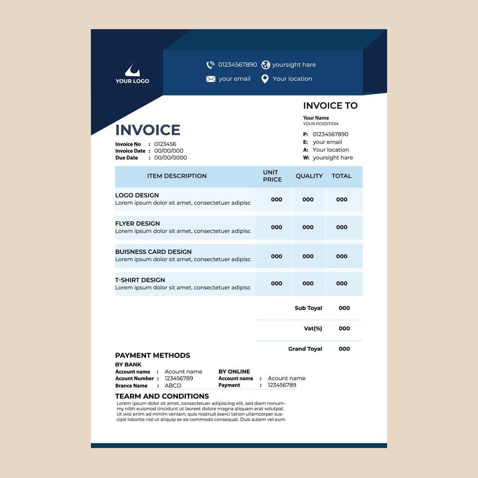 Invoice design template pro vector download