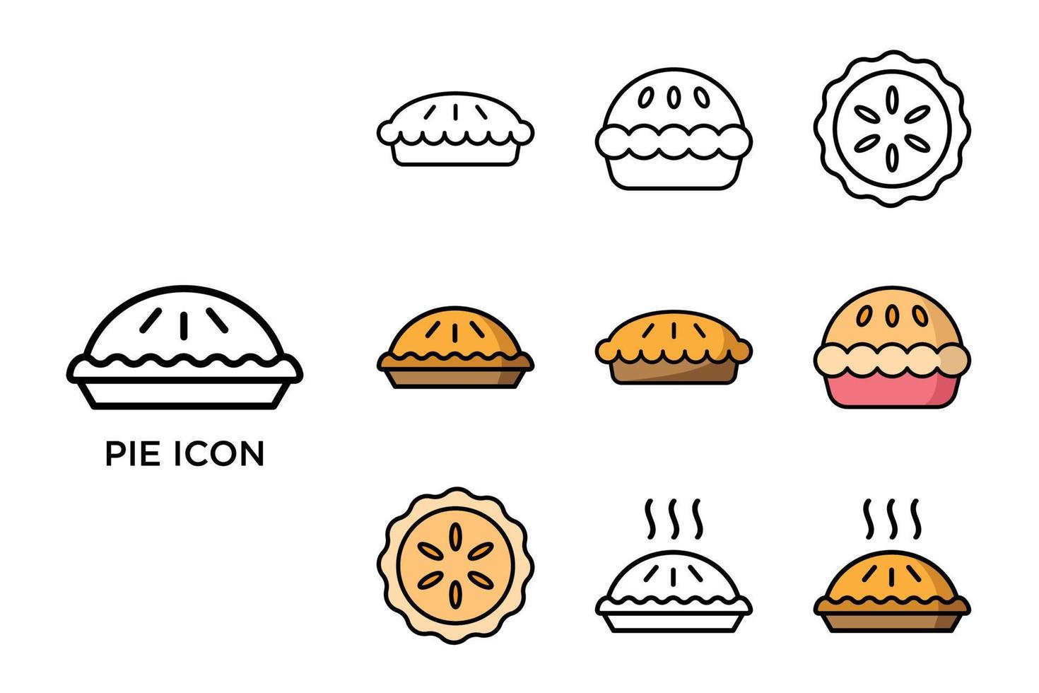 plantilla de diseño de vector de conjunto de iconos de pastel simple y limpio