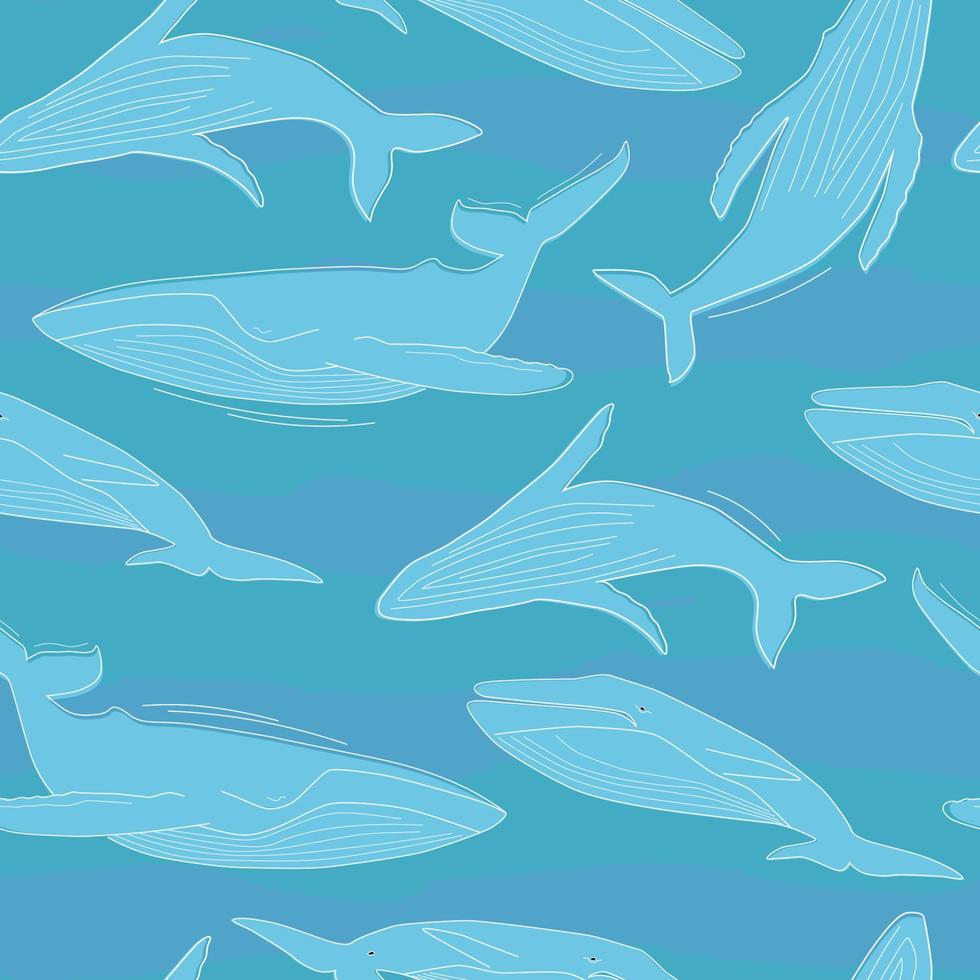 patrón sin costuras con animales marinos. estampado con ballenas en el mar. gráficos vectoriales vector