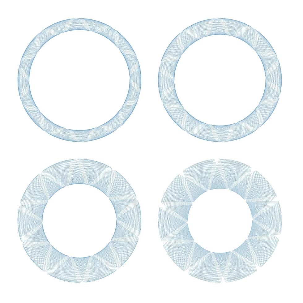 Set vector Guilloche elements for certificate or diploma. Line circle frame