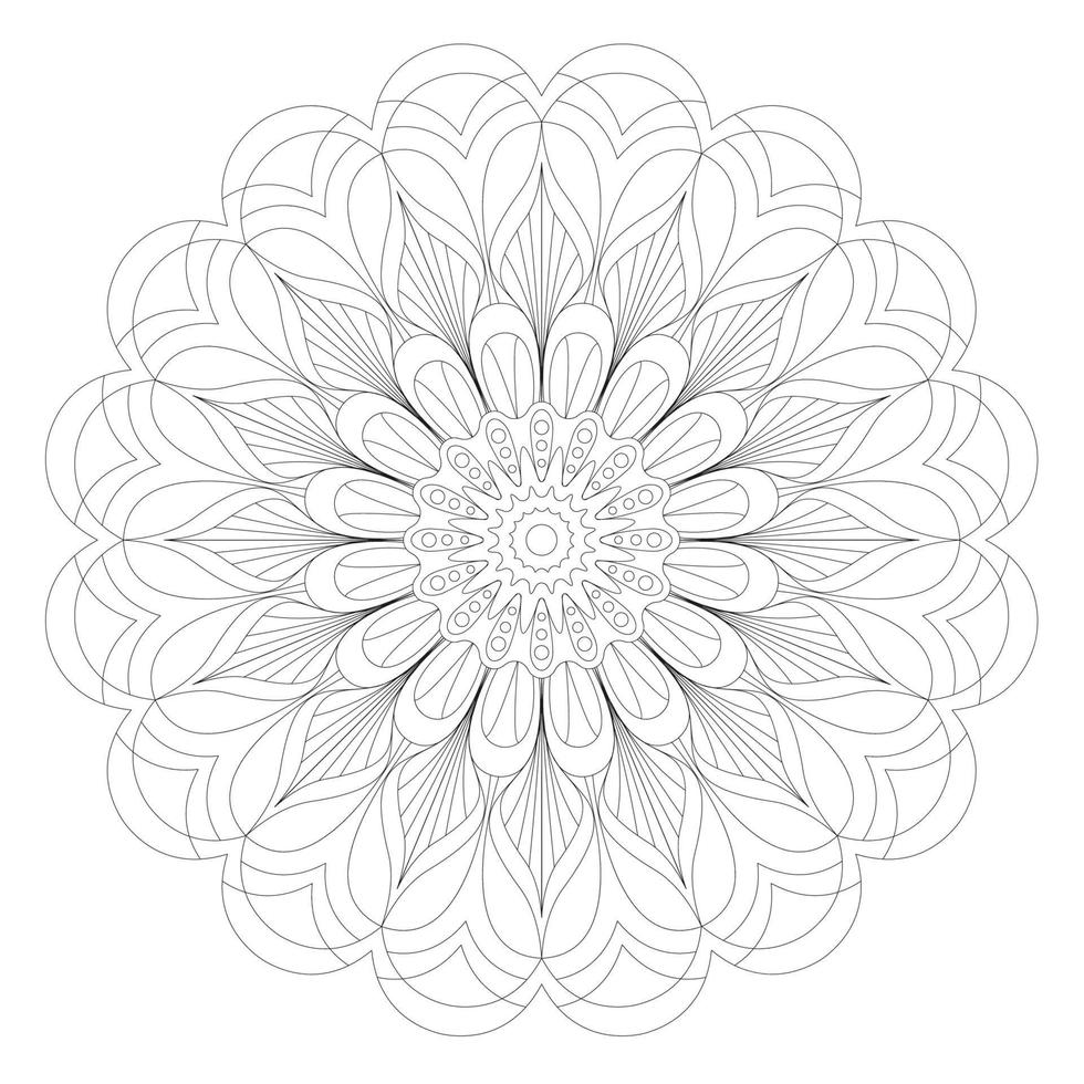 Mandala line vector. A symmetrical round monochrome ornament. Coloring vector