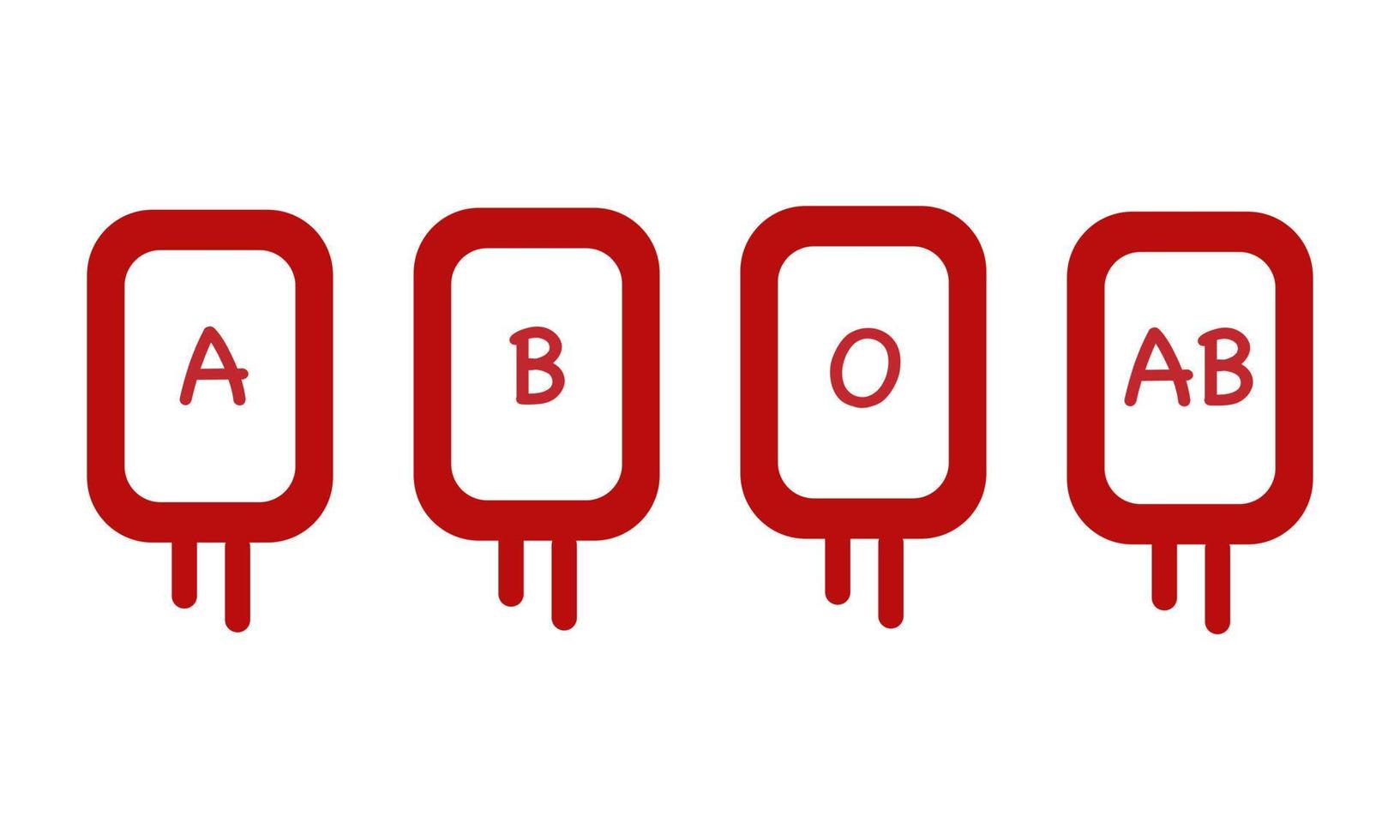 Pack Red Blood Cell of 4 ABO Blood Group on White Background vector