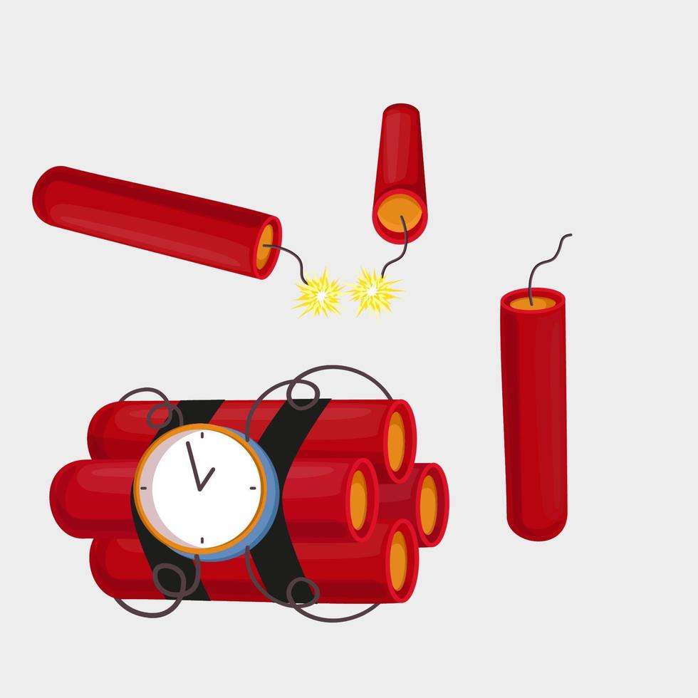 conjunto de dinamita roja de dibujos animados vector