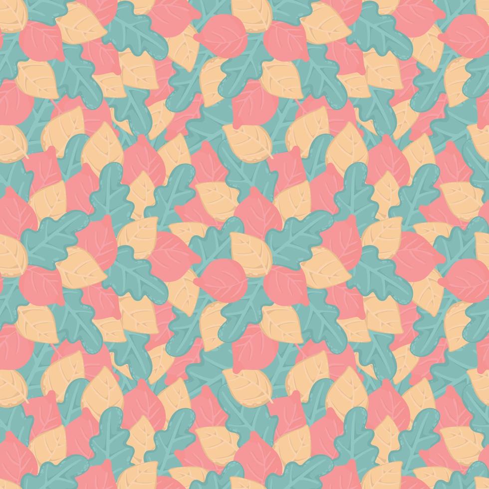 Autumn seamless pattern with different leaves. Colorful autumn leaves seamless background vector