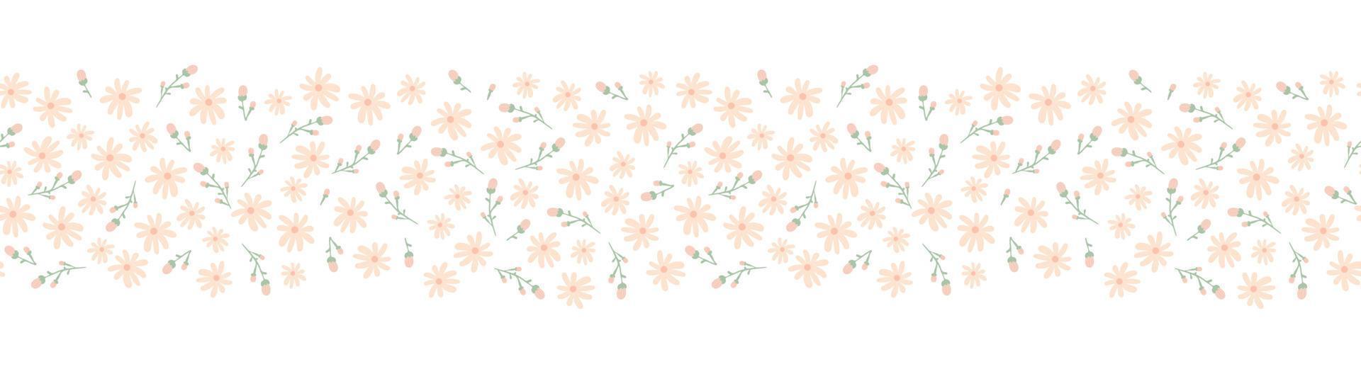 seamless spting flowers brush, border with plant design.  floral frame background template seamless borders, greenery frame. vector