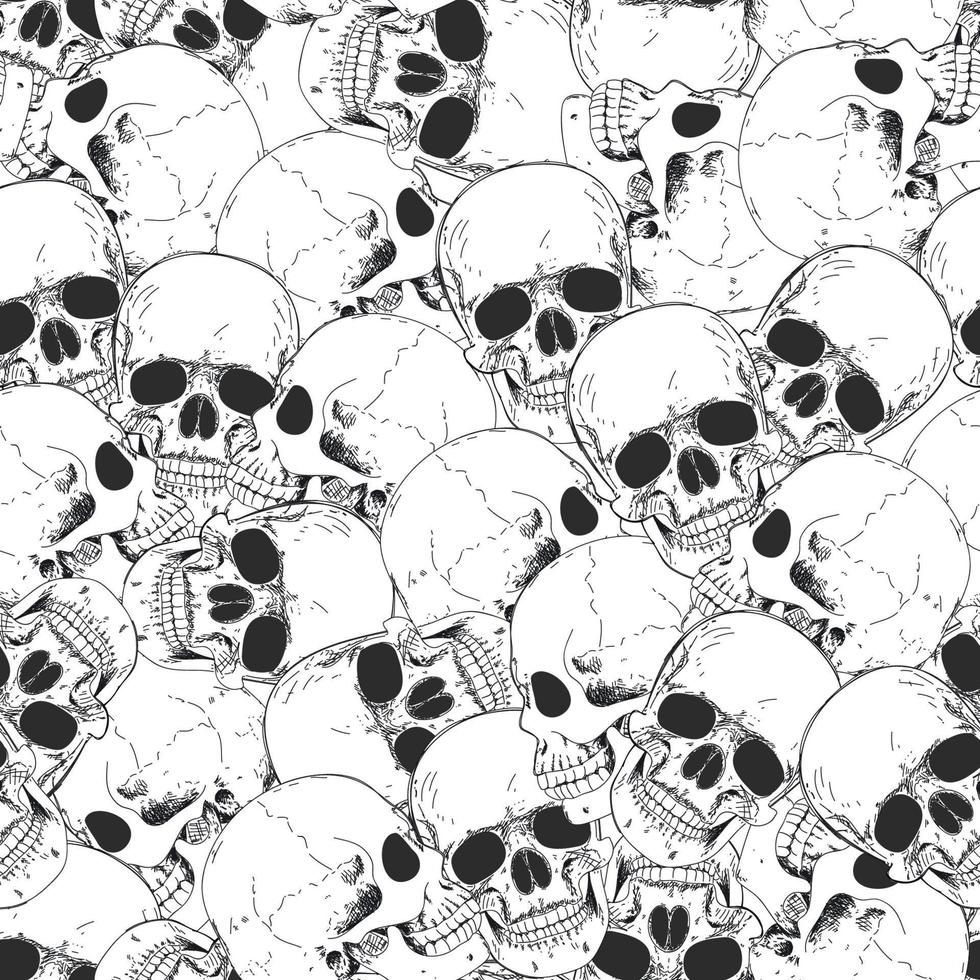 Skull seamless pattern. Halloween wallpaper. Human skeleton hand drawing  background. 5909894 Vector Art at Vecteezy