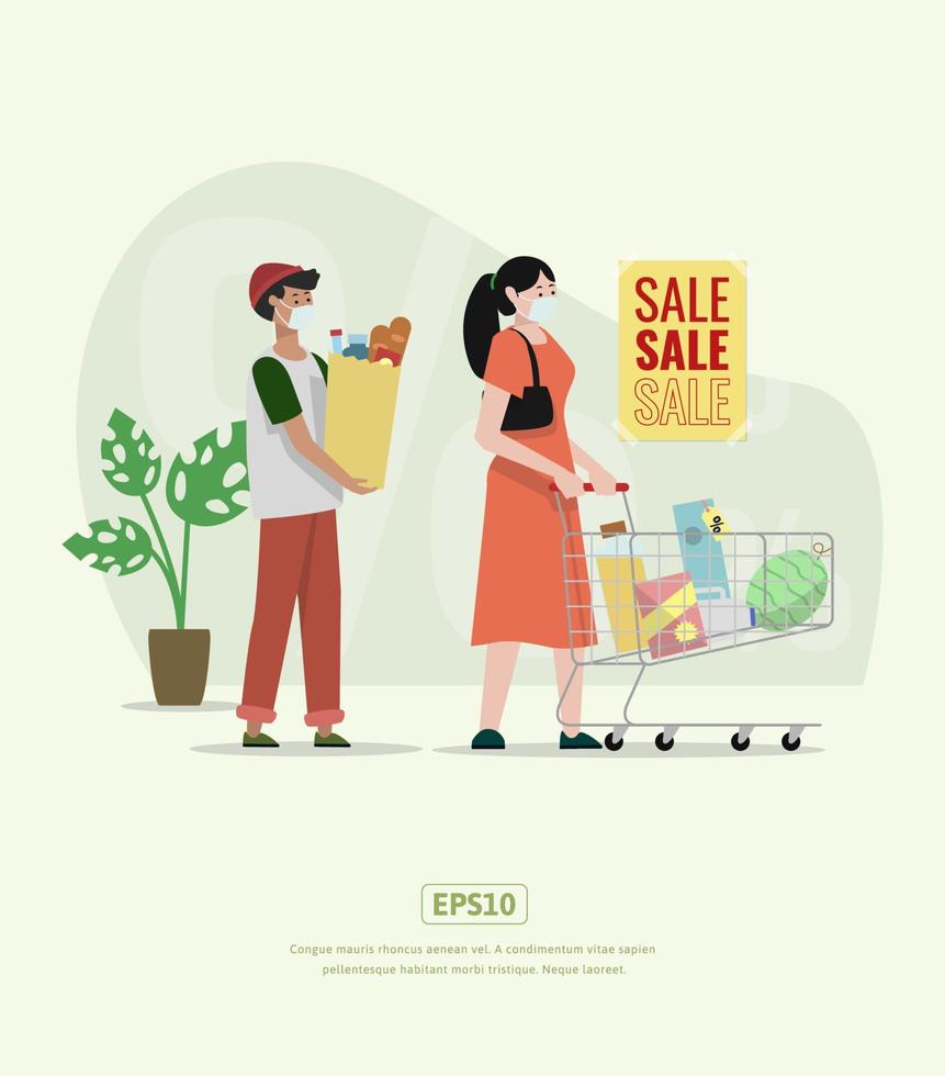 Shopping Day with character family vector