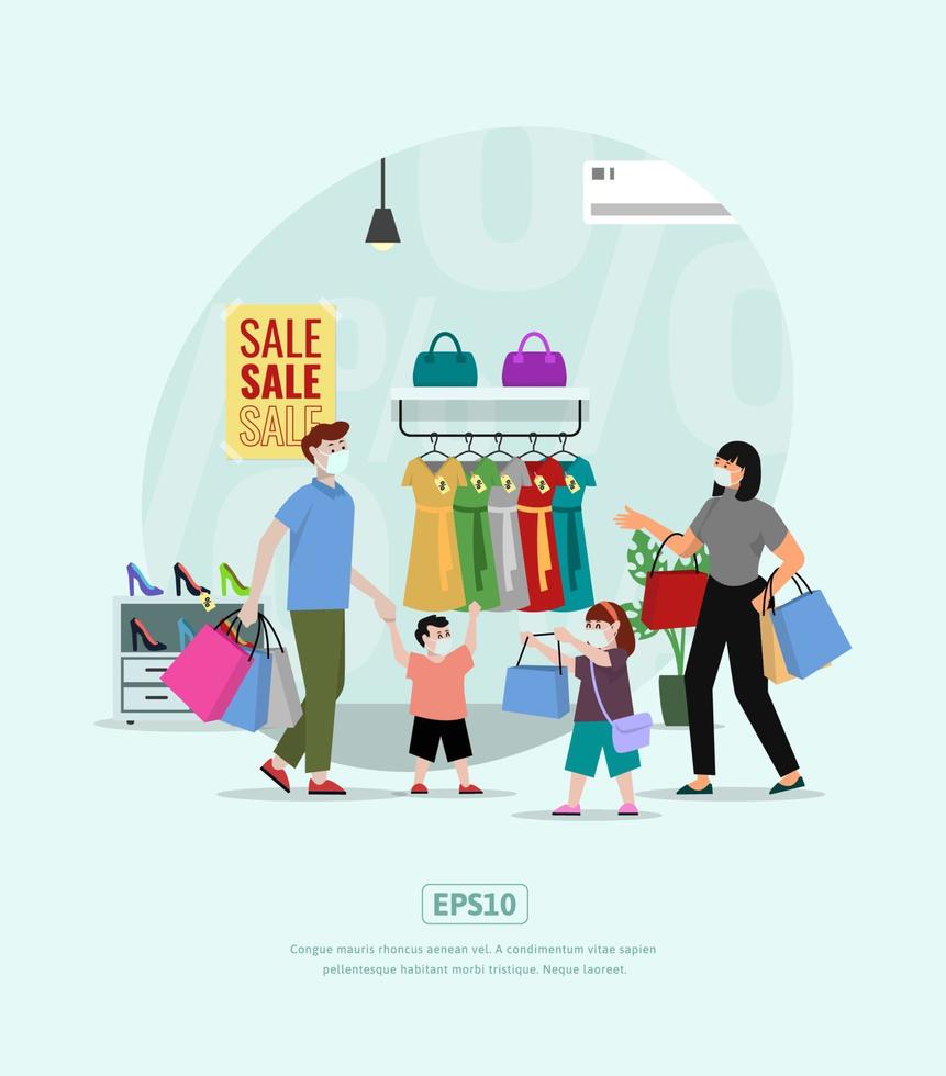 Shopping Day with character family vector