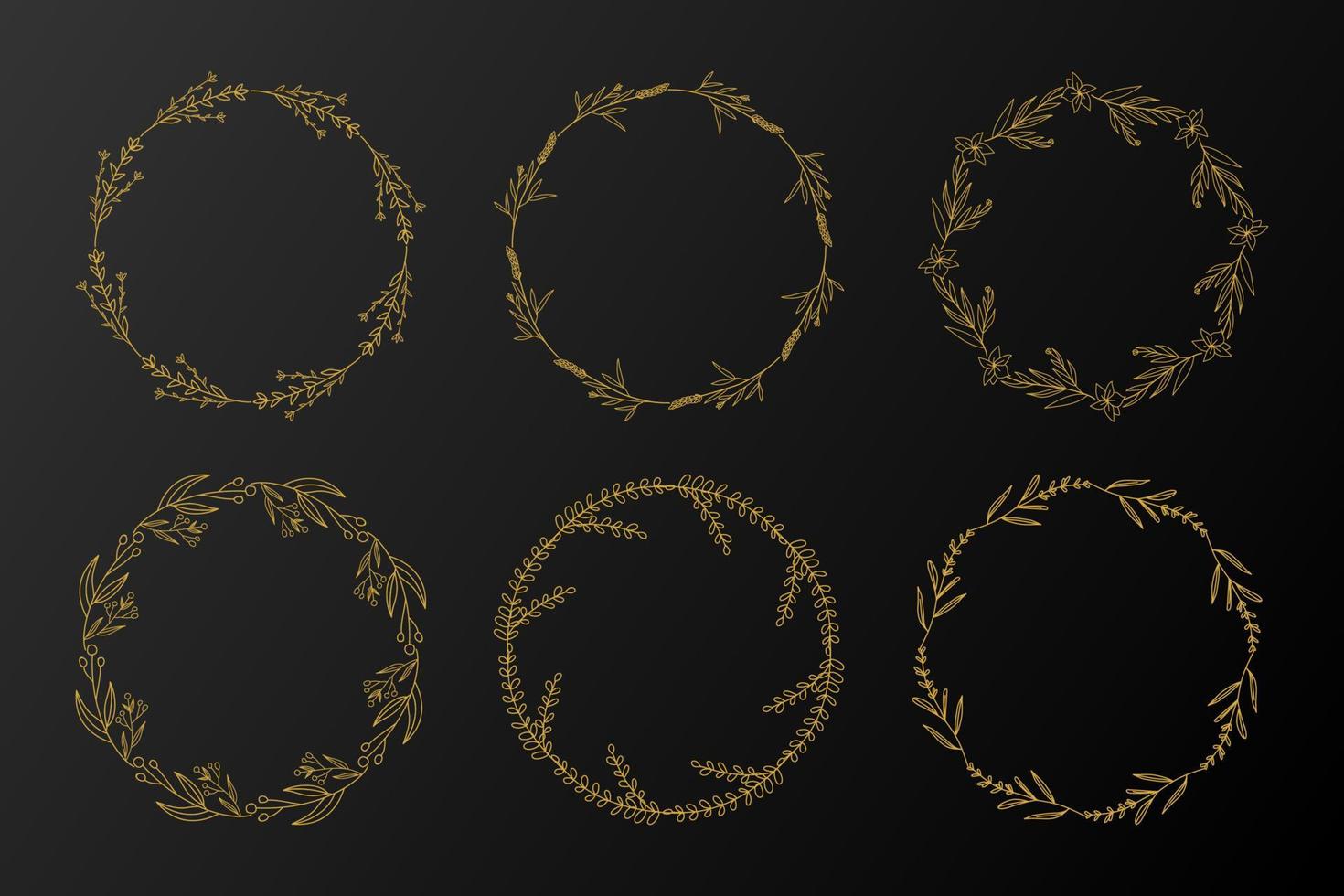 Golden floral frame set vector