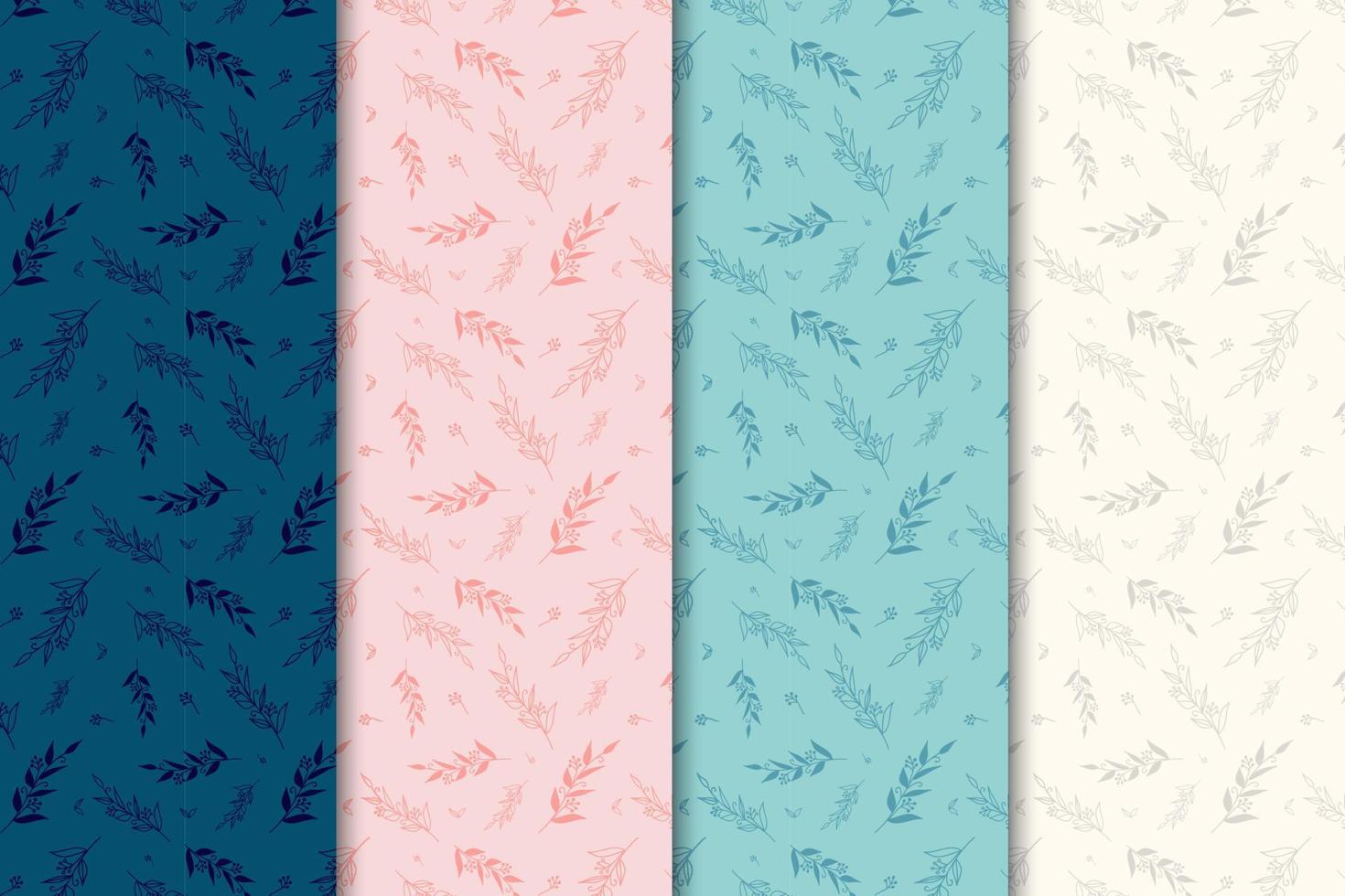 Abstract botanical pattern design set vector