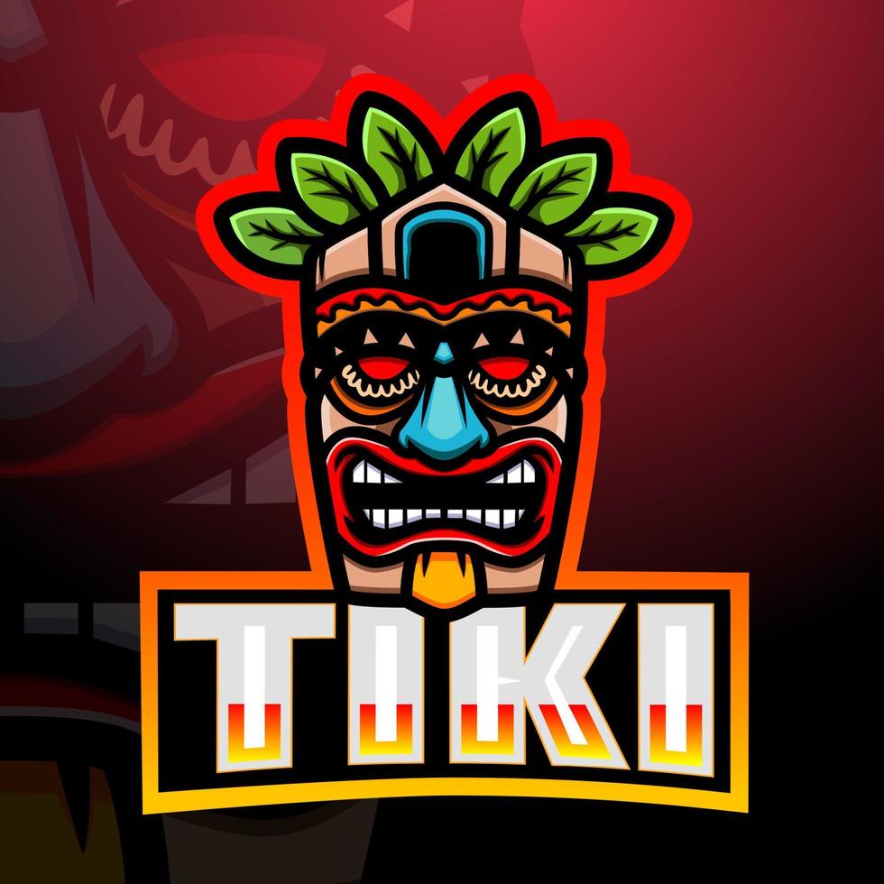 Tiki mask mascot esport logo design vector