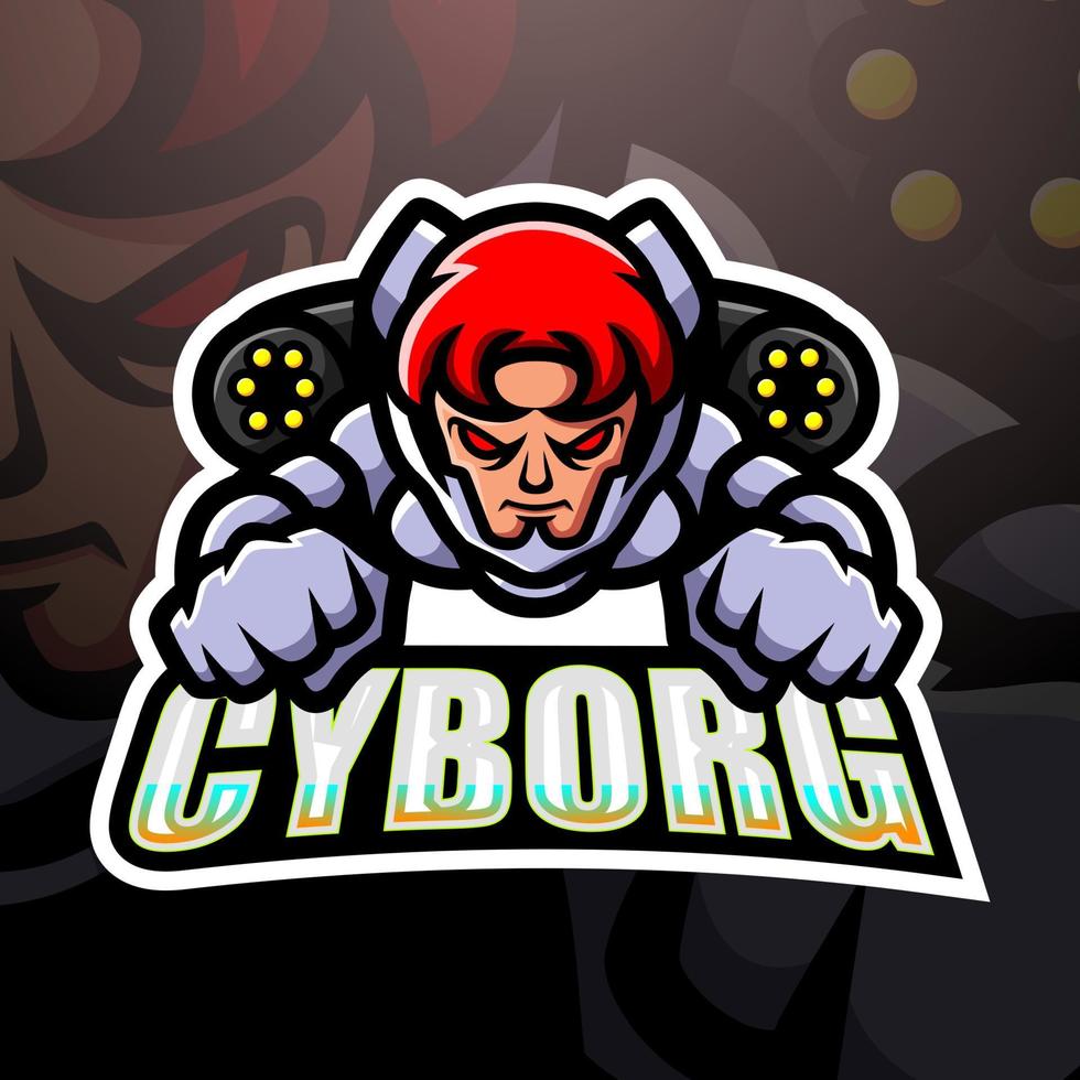 Cyborg mascot esport logo design vector