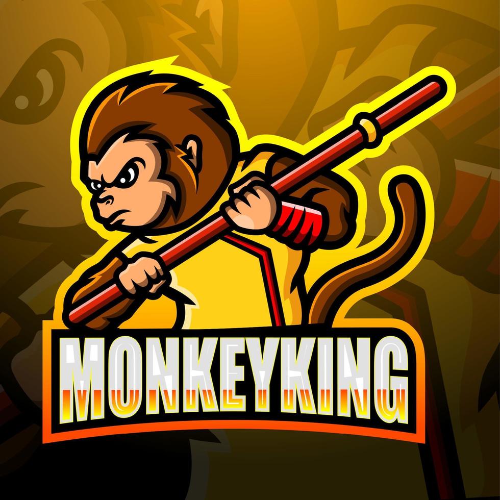 Monkey king mascot esport logo design vector