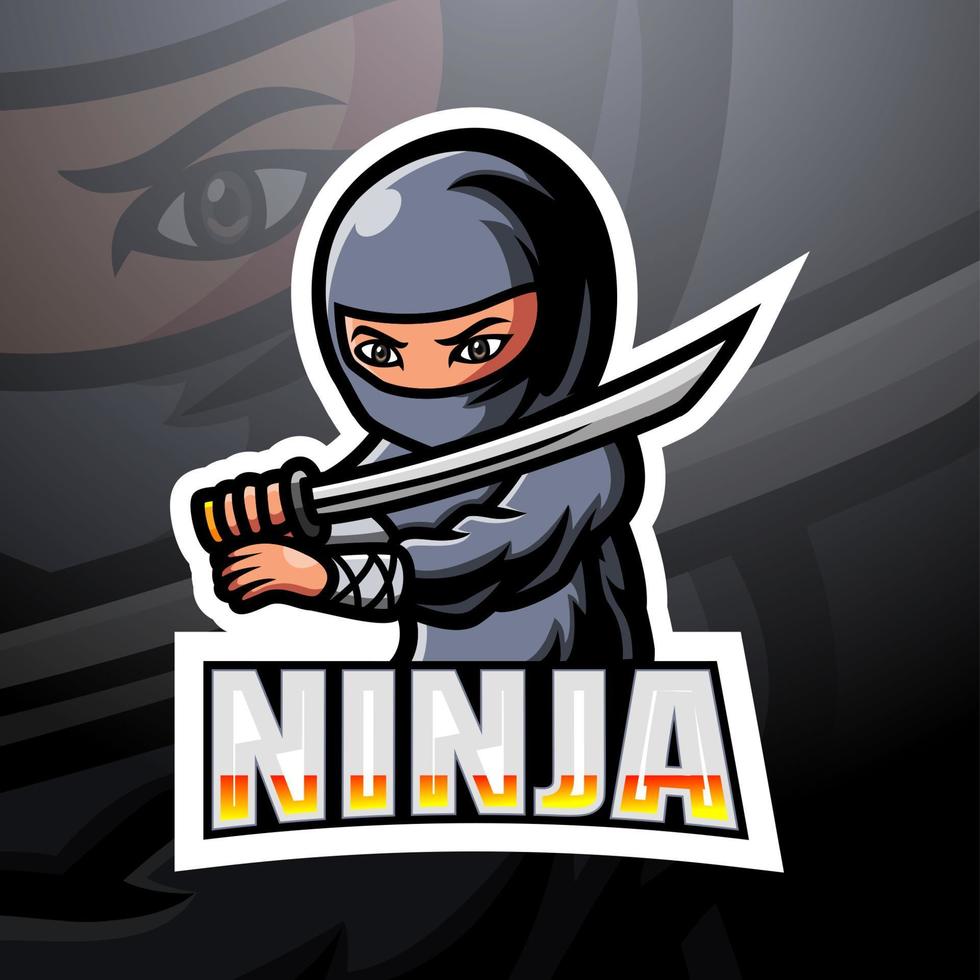 Ninja mascot esport logo design vector