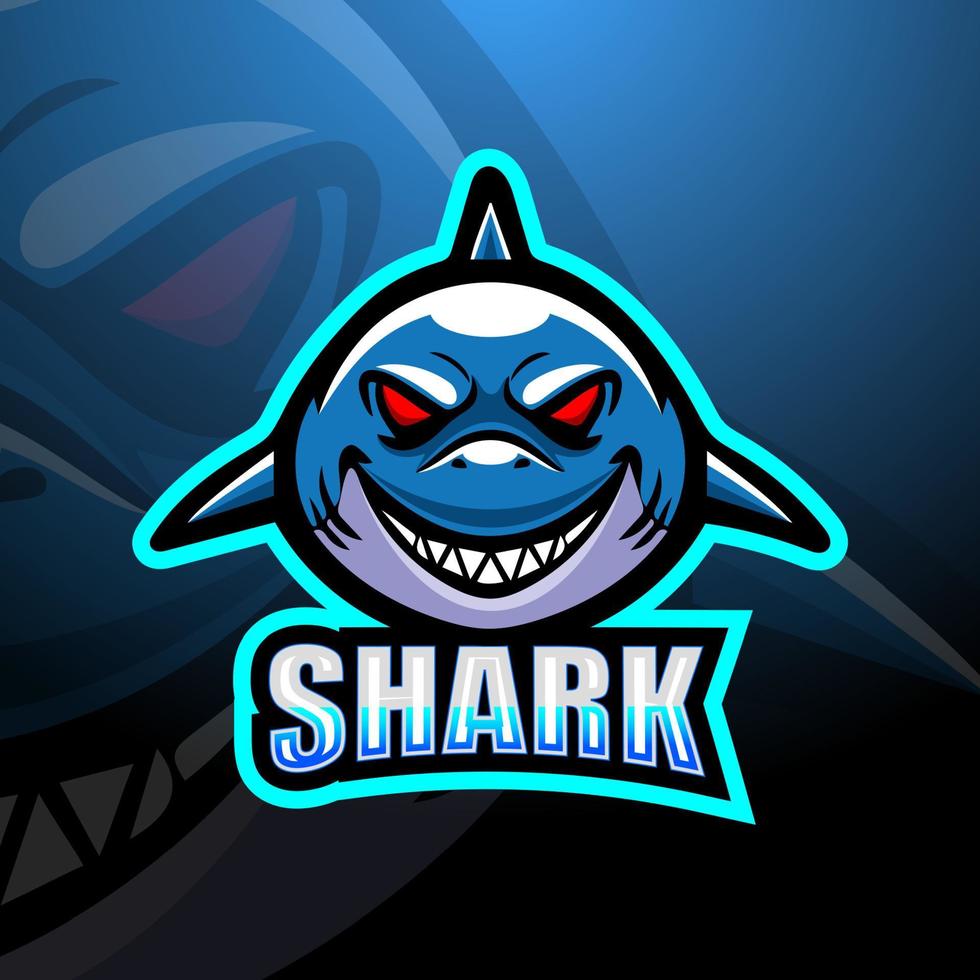 Shark mascot esport logo design vector