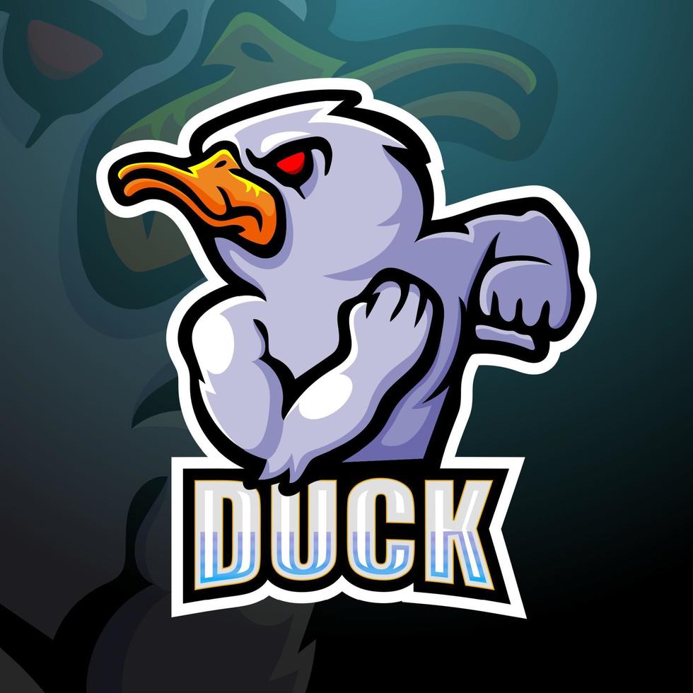 diseño de logotipo de esport de mascota de pato vector