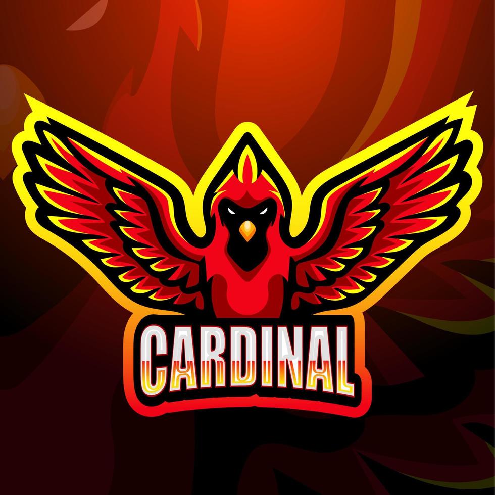 Cardinal mascot esport logo design vector