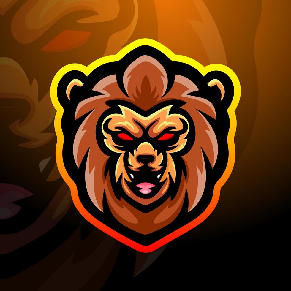Lion head mascot esport logo design vector