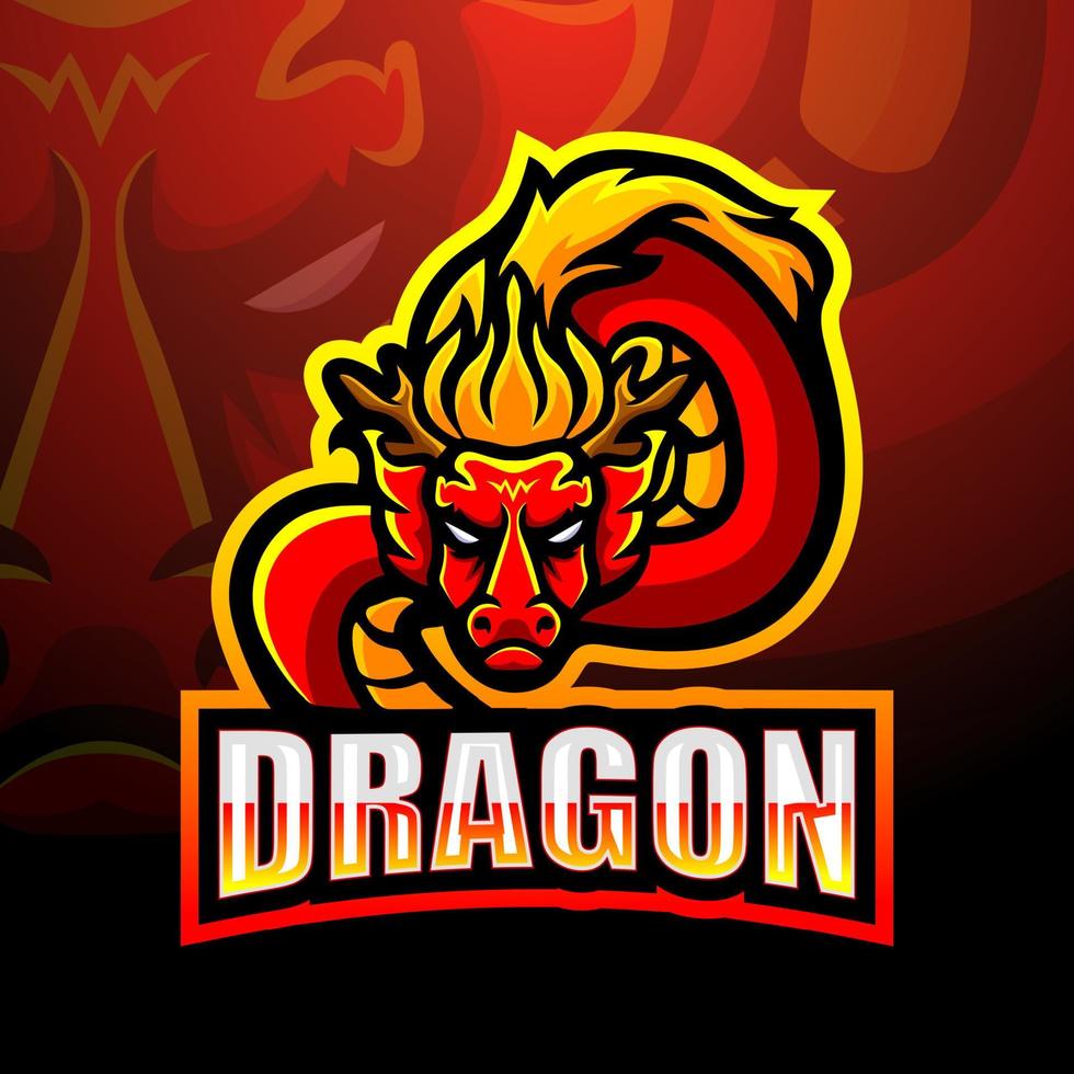 Dragon mascot esport logo design vector