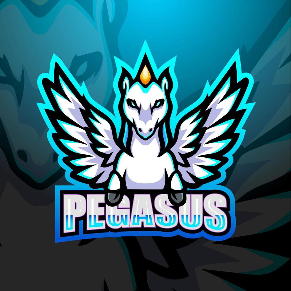 Pegasus mascot esport logo design vector