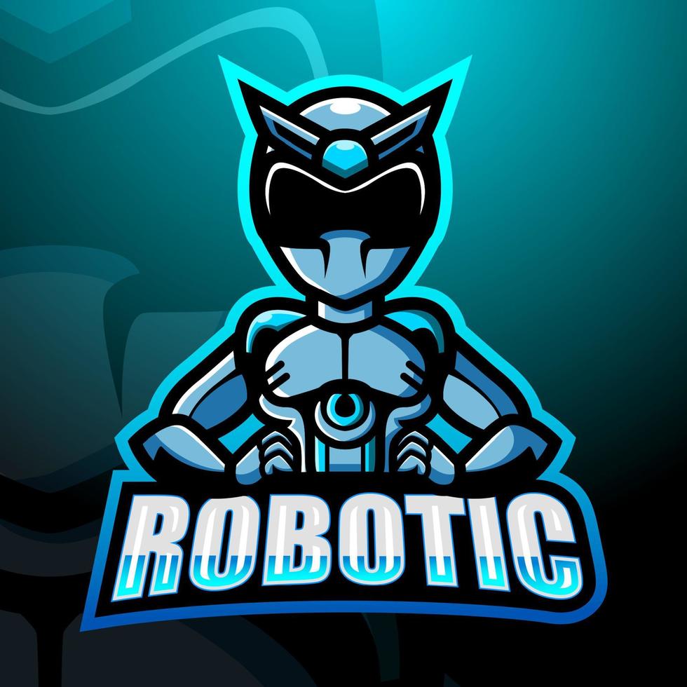 diseño de logotipo de mascota robótica esport vector