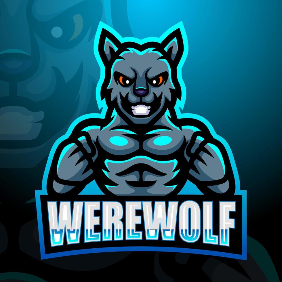 Werewolf mascot esport logo design vector