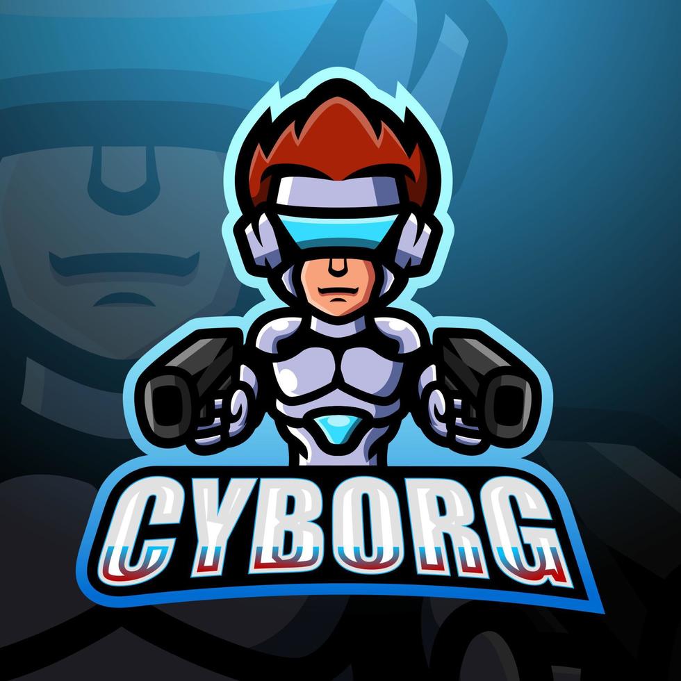 Cyborg mascot esport logo design vector