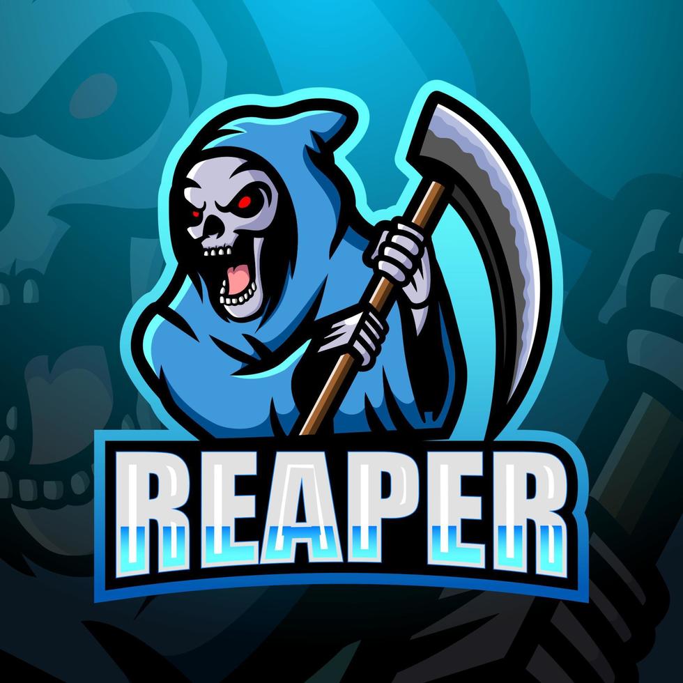 Reaper skull mascot esport logo design vector