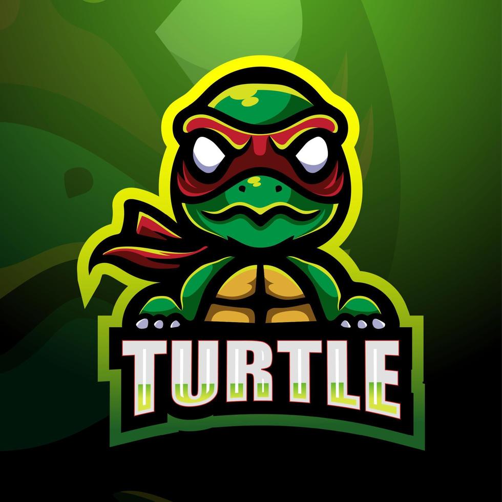 Turtle mascot esport logo design vector