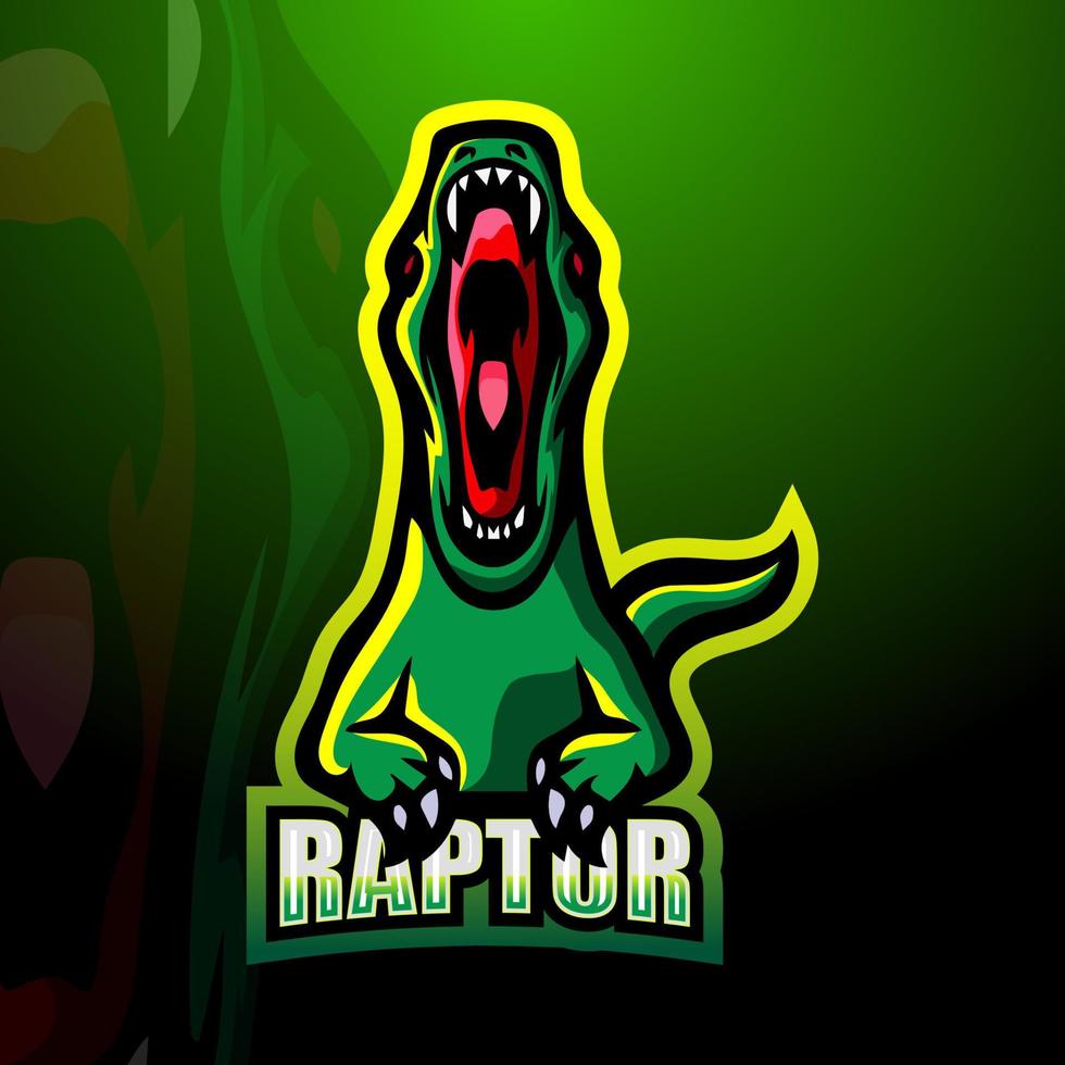 diseño de logotipo de esport de mascota de raptor vector