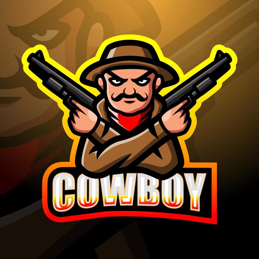 Cowboy mascot esport logo design vector