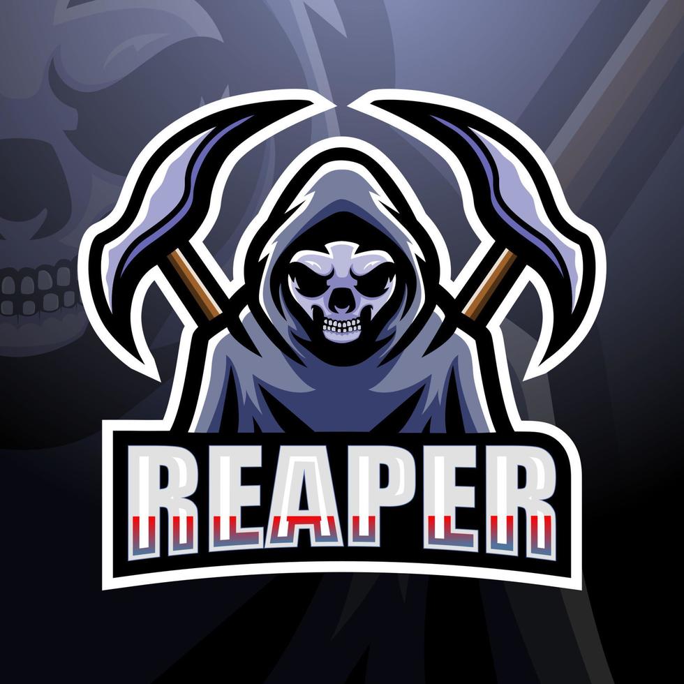Reaper skull mascot esport logo design vector