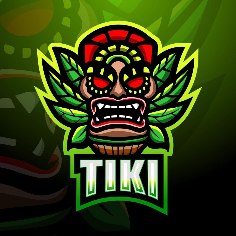 Tiki mask mascot esport logo design vector