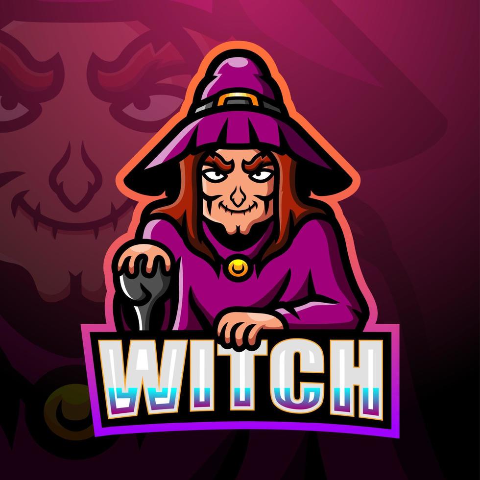 Witch mascot esport logo design vector