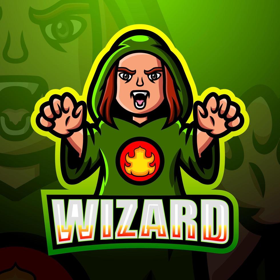 Wizard mascot esport logo design vector