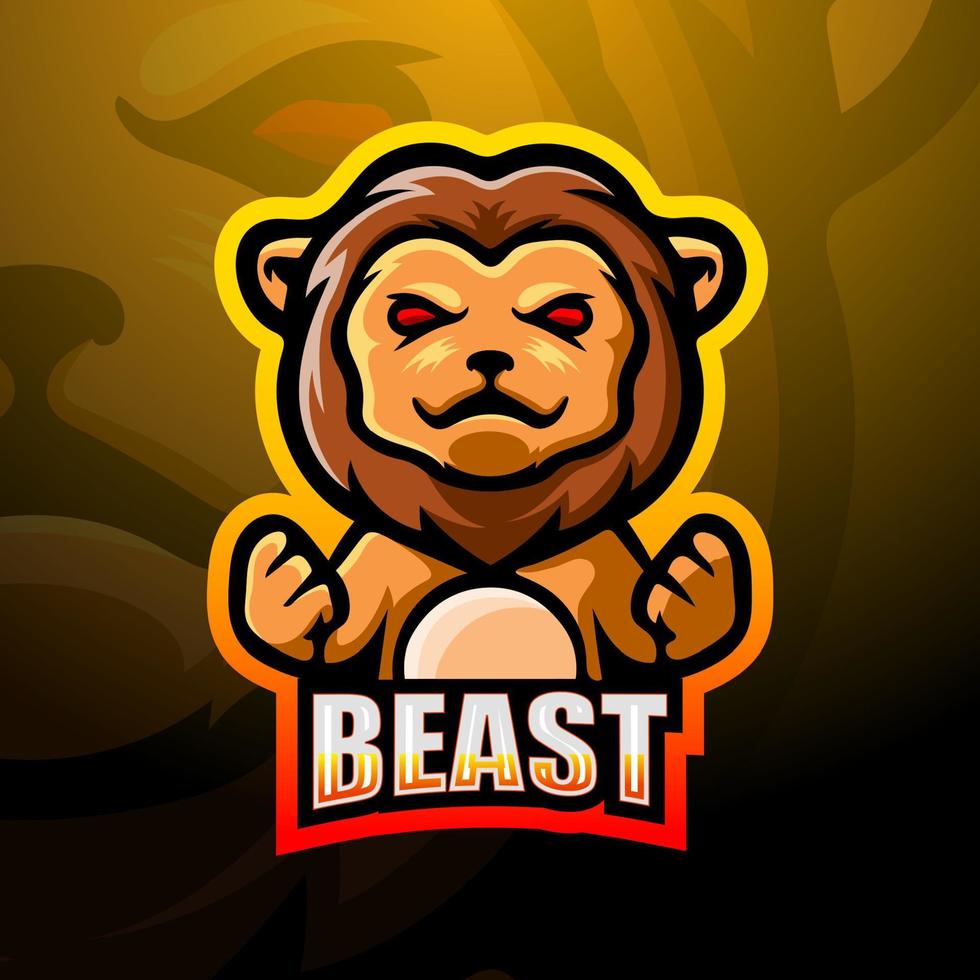 Lion mascot esport logo design vector