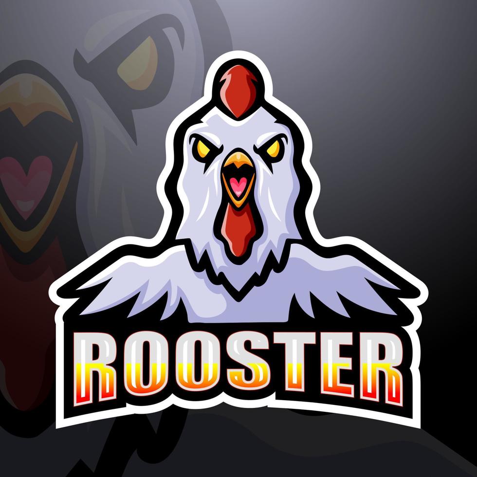 Rooster mascot esport logo design vector