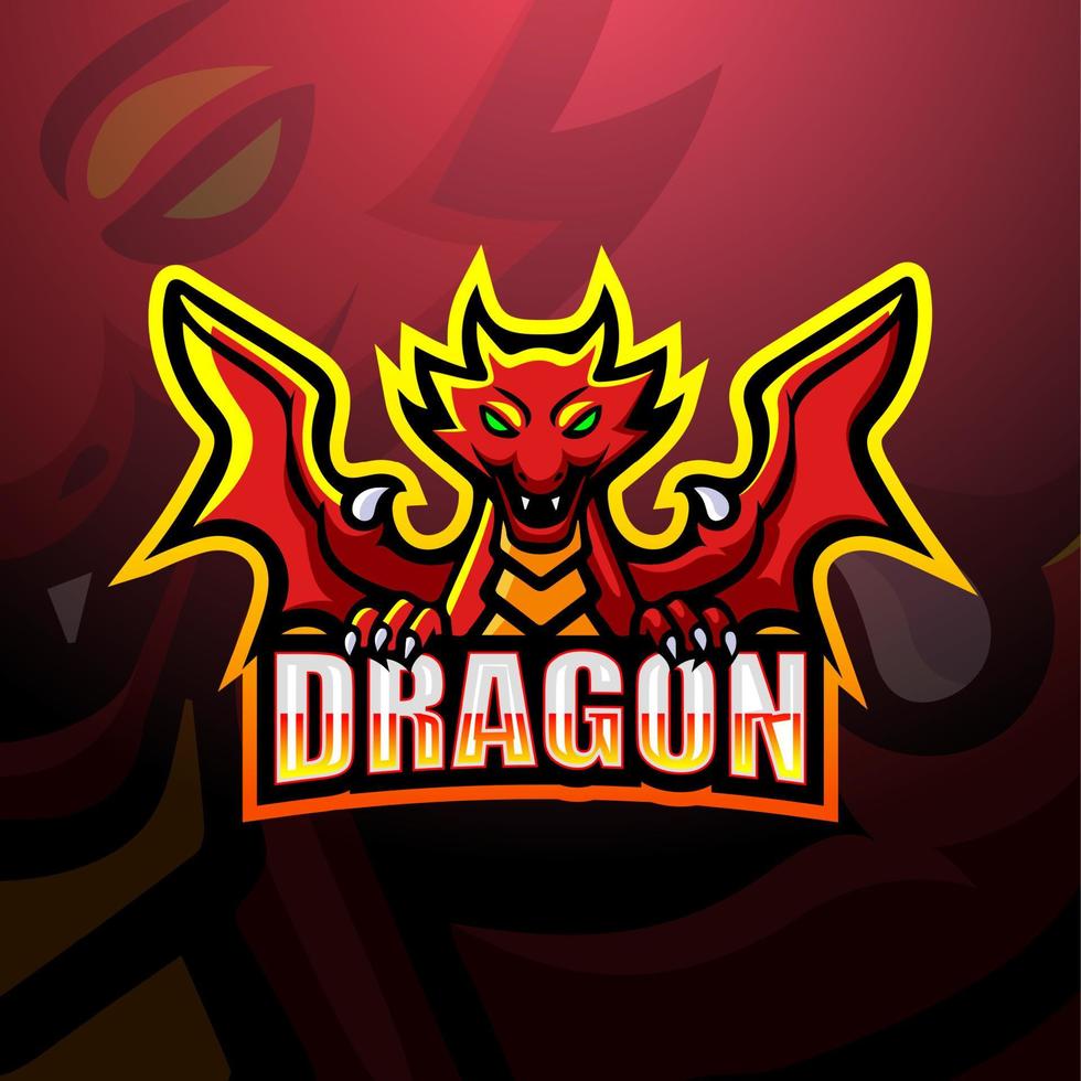 diseño de logotipo de esport de mascota de dragón vector