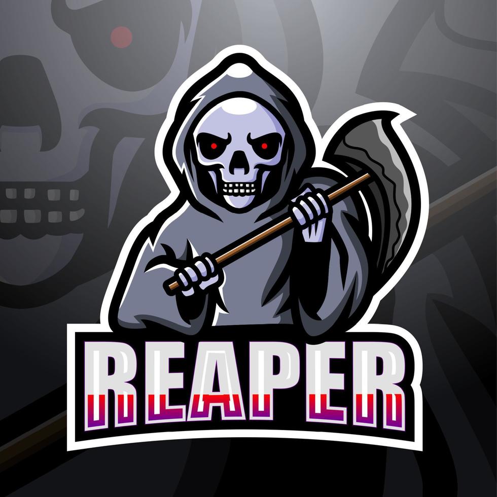 Reaper skull mascot esport logo design vector